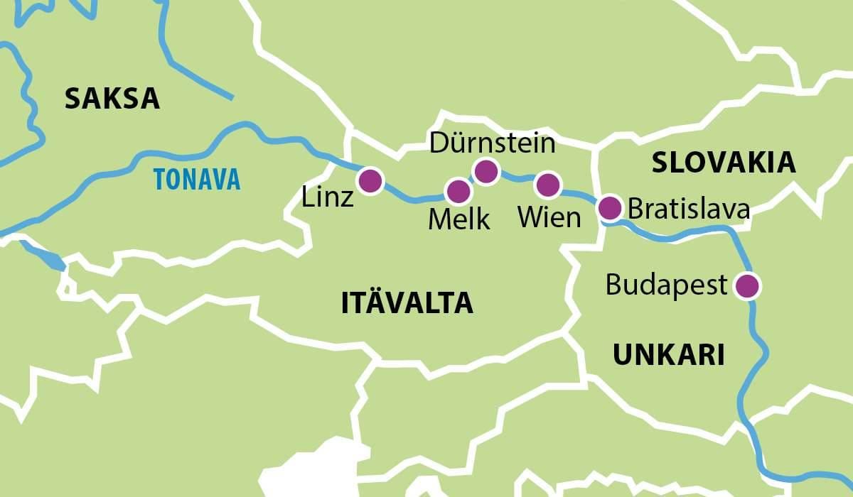 Tonavan risteily Budapest Budapest 2019 kartta