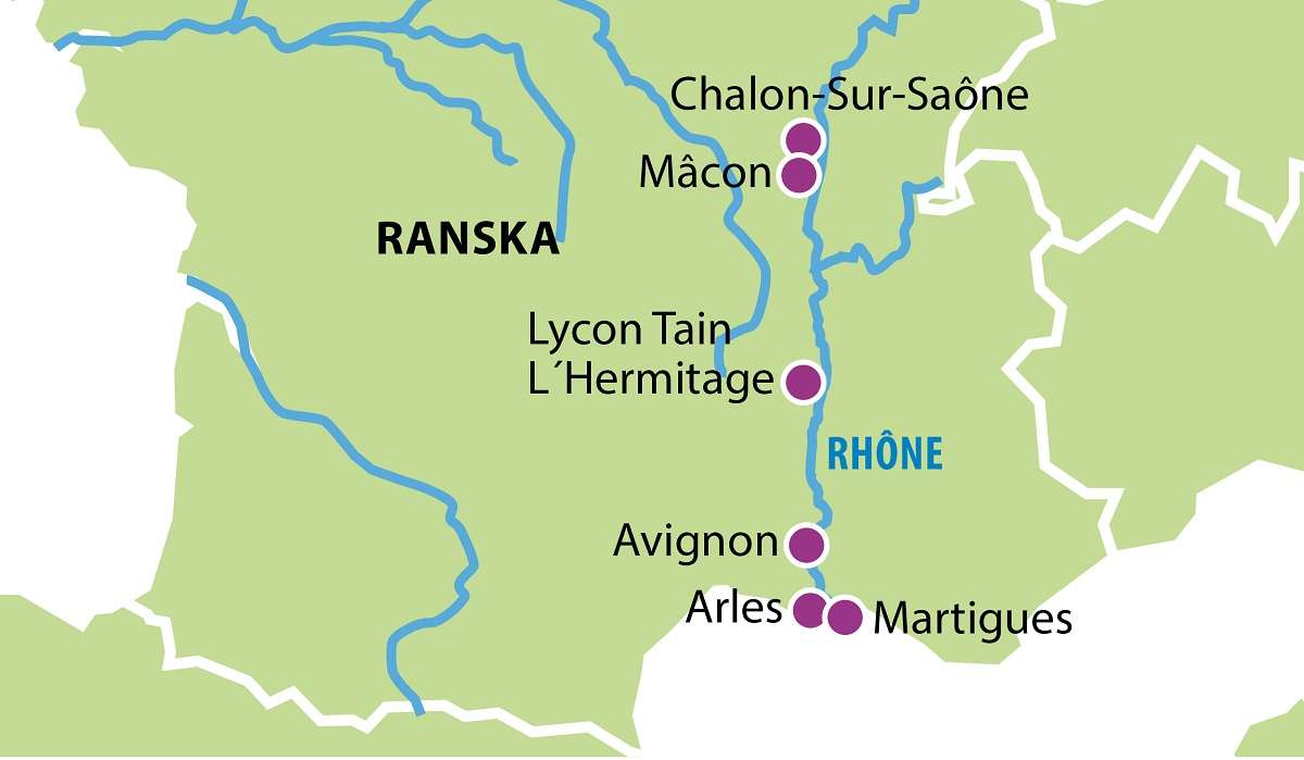 Rhonejoen risteily RHO12 kartta