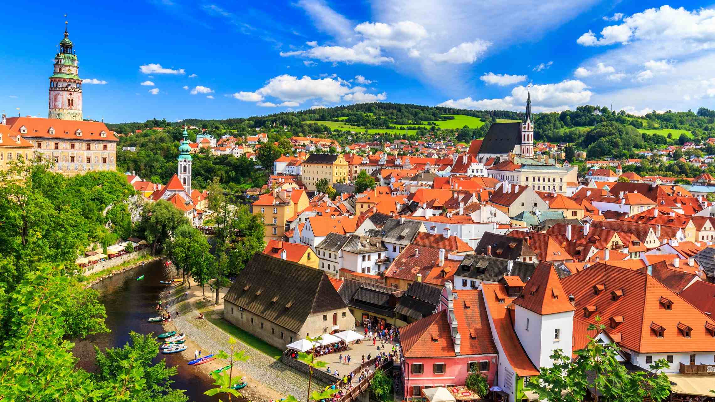 Cesky Krumlovin kaupunkinäkymä Tsekki