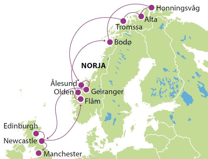 Edinburgh ja Norjan vuonot kartta THSUM7