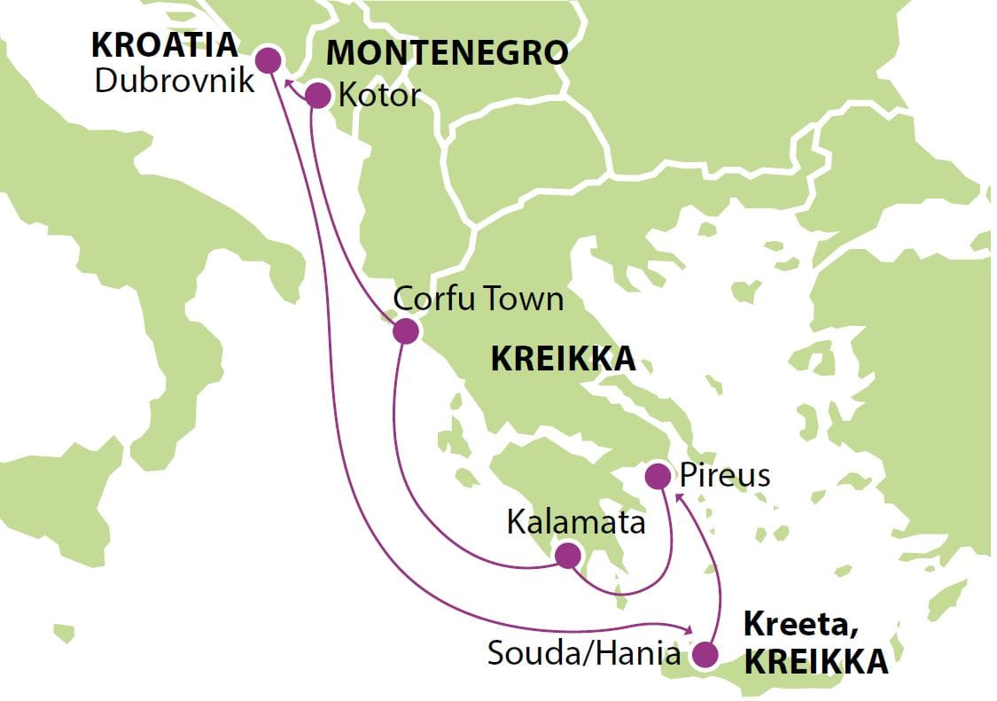 Risteily Kreikan saaristoon kartta THMED63