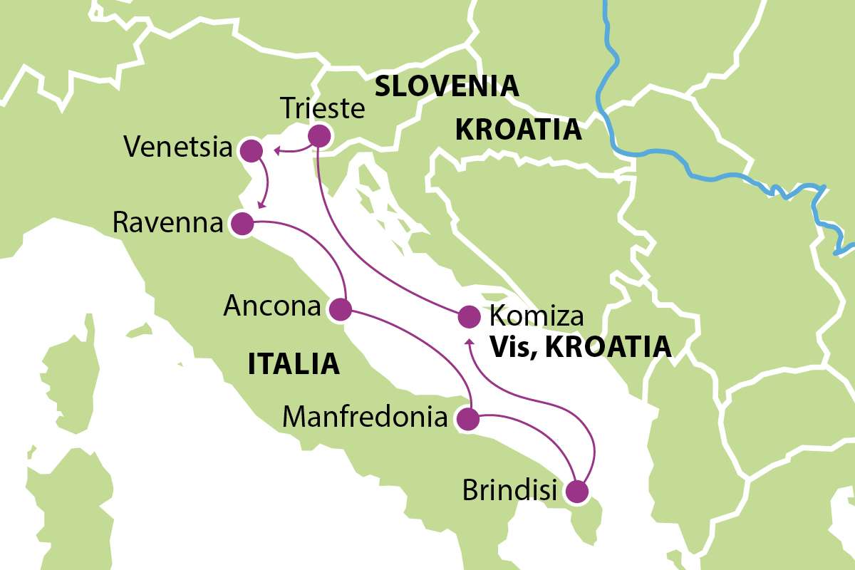 Italian rannikko ja Adrianmeri kartta BEMED22