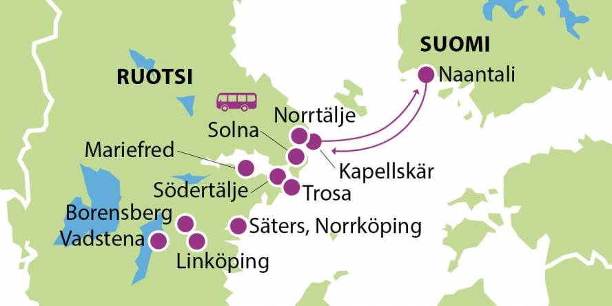 Itä-Ruotsin kierros ja Götan kanava FIRG20 kartta