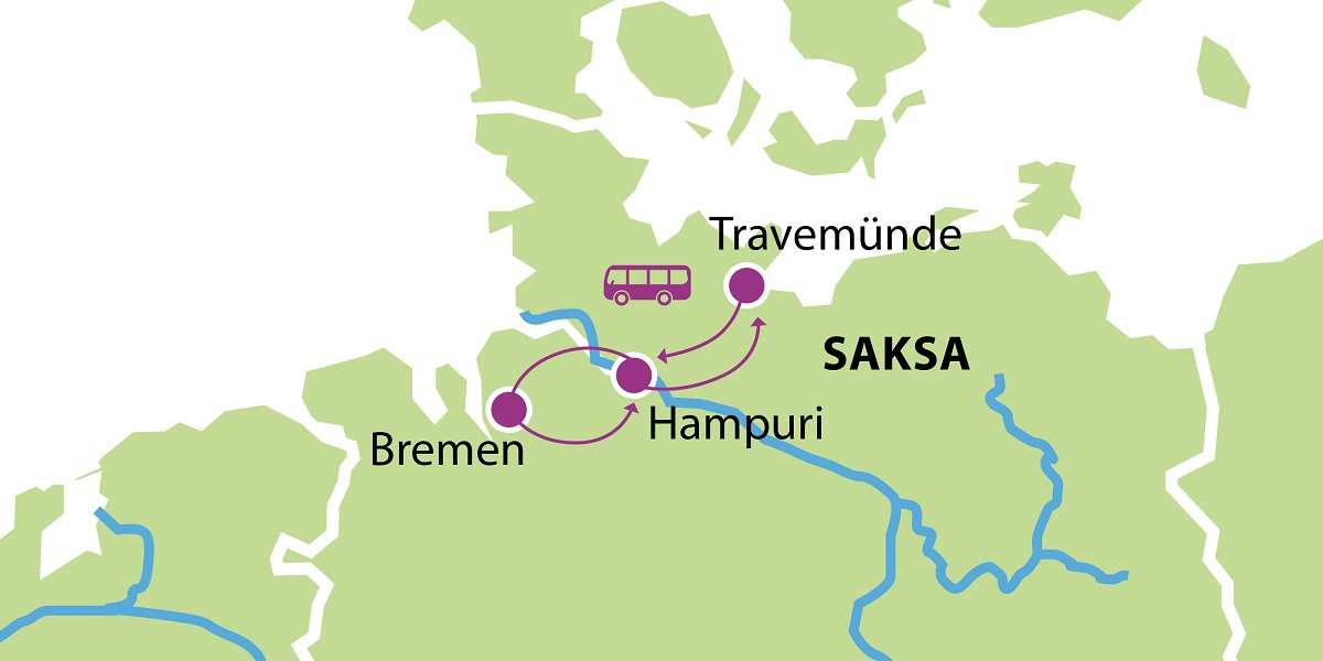 Hansaristeily Hampuriin ja Bremeniin FIHA21 kartta