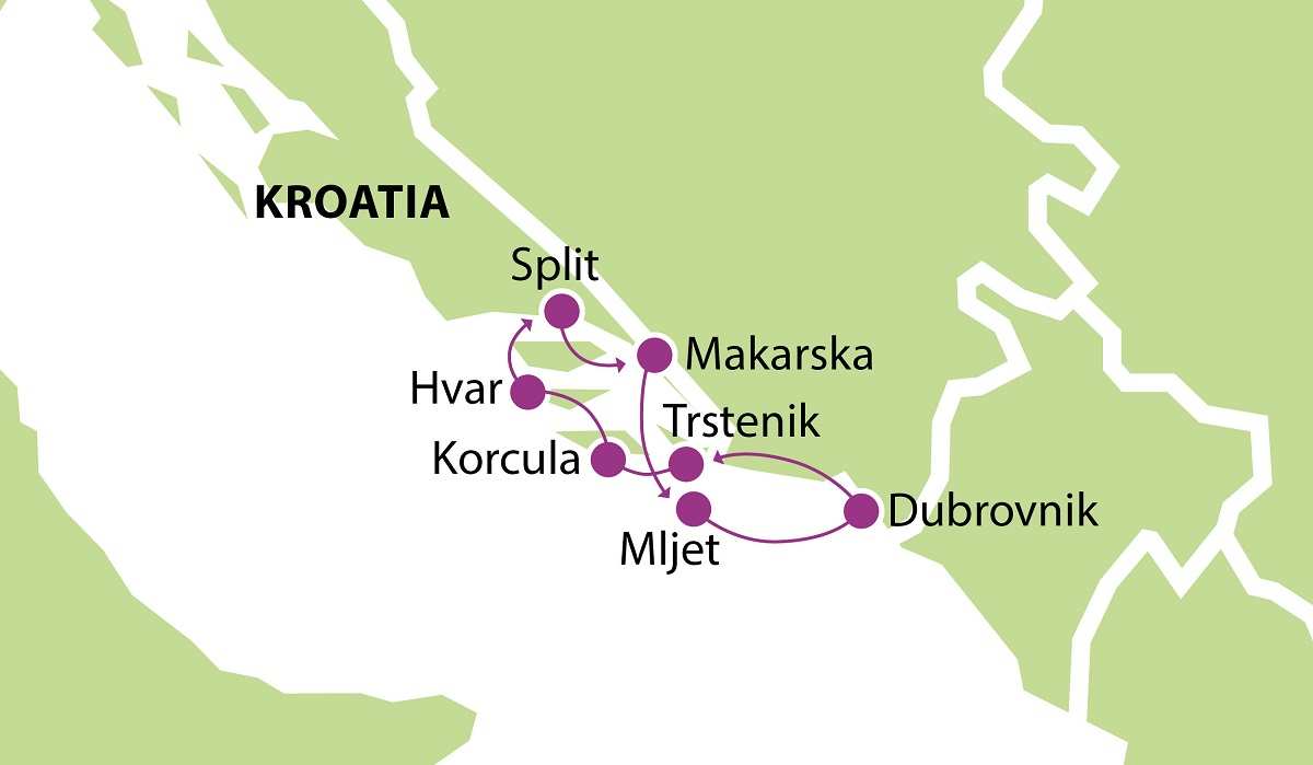 Kroatian saarihyppely KAMED2021 kartta