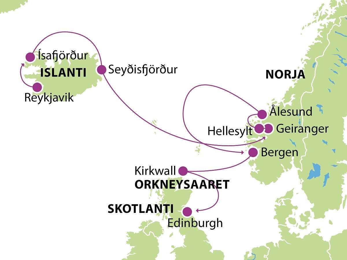 Islanti Norjan vuonot ja Skotlanti kartta NCSUM1