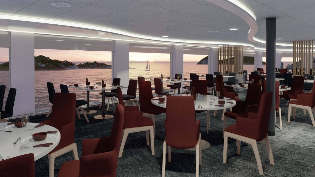 Havila Capella Castor paaruokasali c Havila Voyages 2021