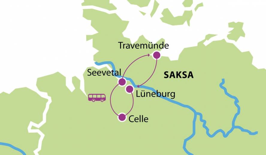 Kartta Hansaristeily Saksaan