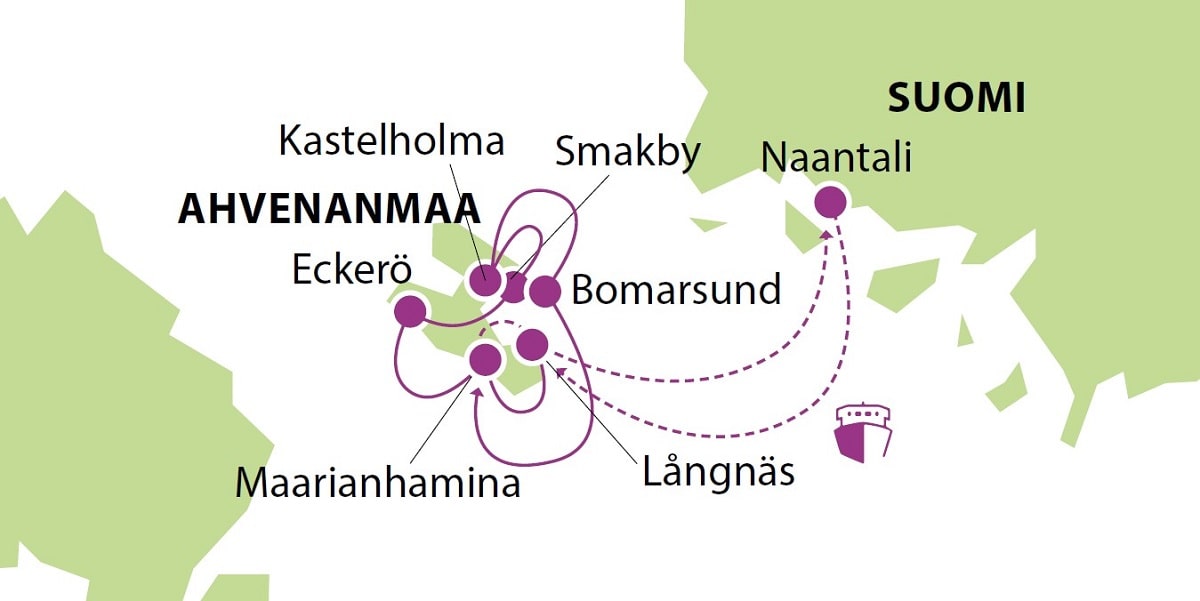 Matka Ahvenanmaalle kesa 2023 kartta