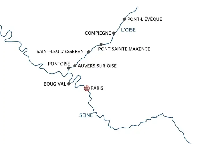 Oise joen risteily kartta (c)CroisiEurope