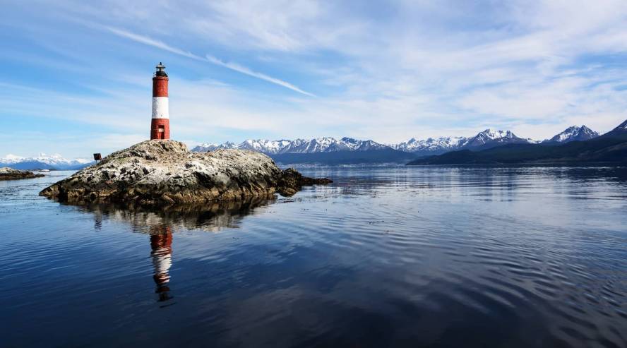 Majakka Les eclaireurs Beagle Channel lahella Ushuaiaa