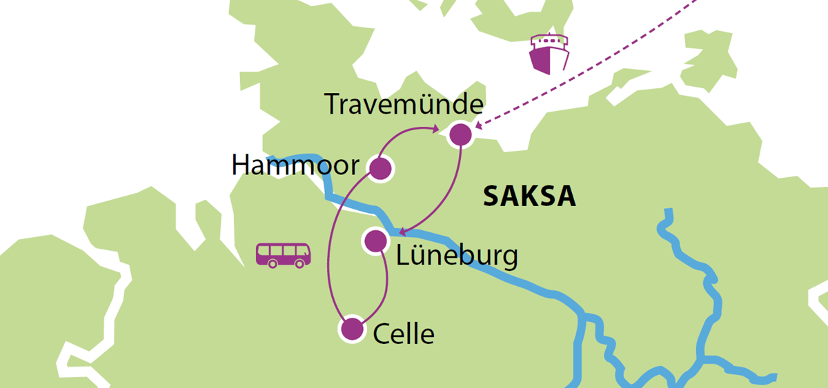 Viehattavat hansakaupungit Luneburg ja Celle 2024 kartta