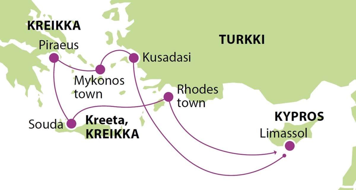 Itaisen Valimeren risteily 21.5.25 kartta