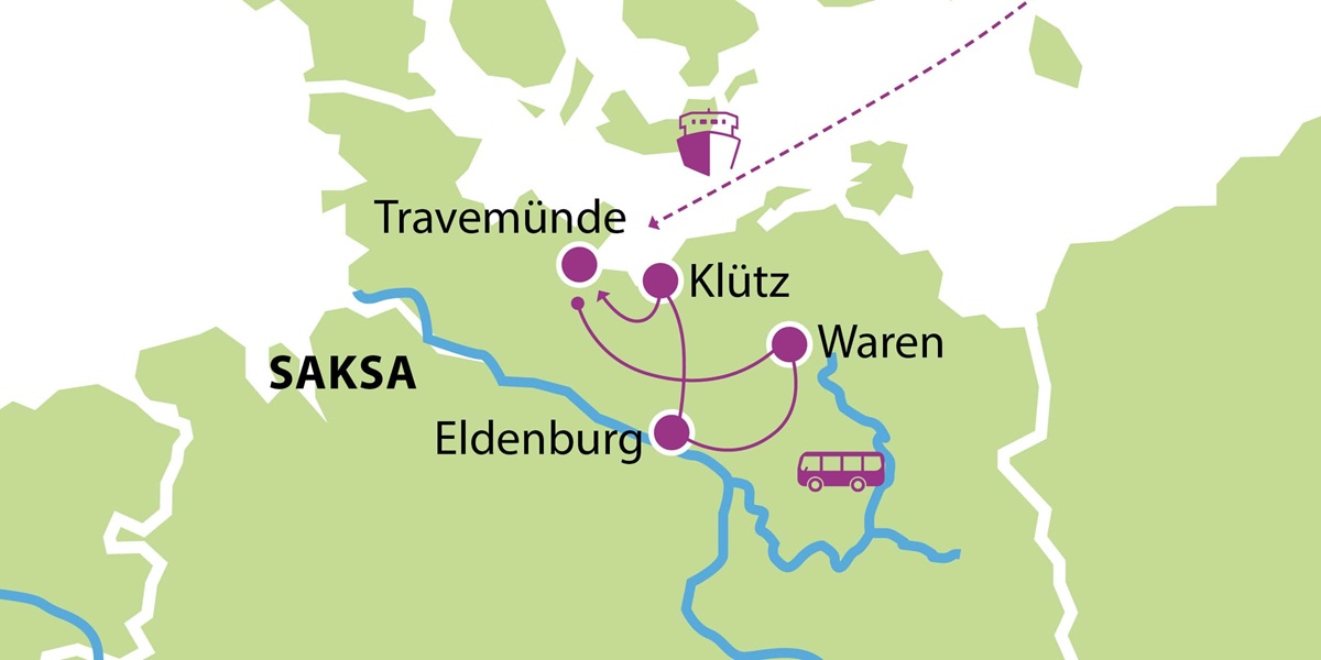 KC kartta Juhannusristeily Saksan jarviseudulle