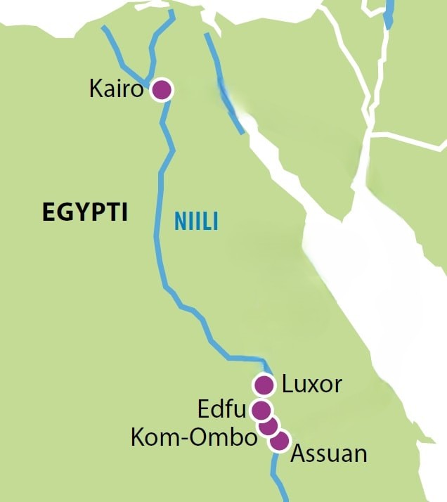 Kairo ja Niilin risteily kartta11.1.2026