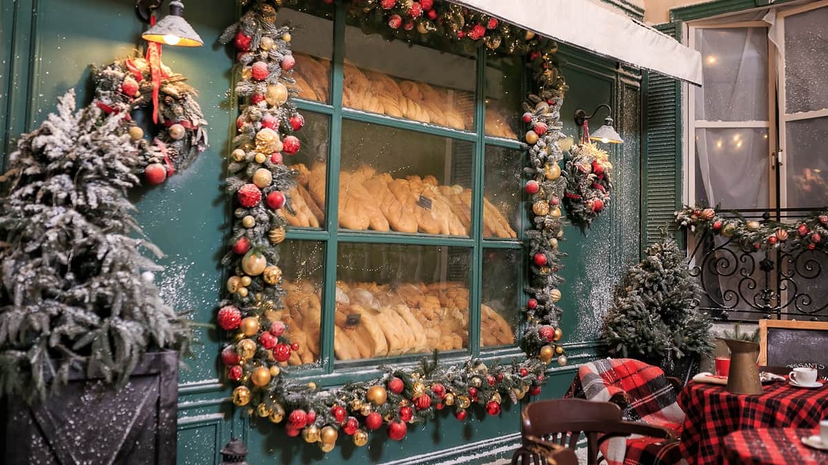 Koristeltu leipomo joulu Pariisi ranska
