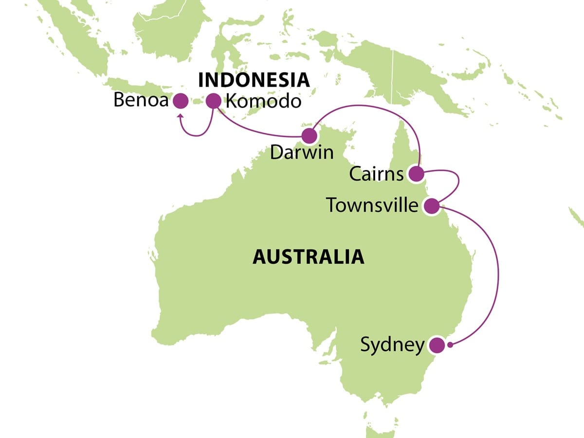 KC kartta Risteillen Australia Indonesia 2026 KC kartta Risteillen Australia Indonesia 2026