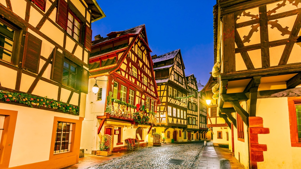 Strasbourg Ranska joulu illalla