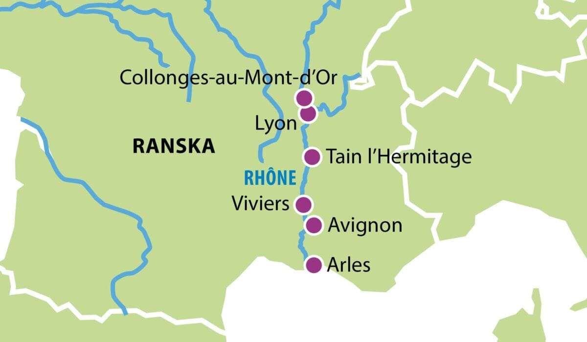 Ranskan kartta Rhônejoki