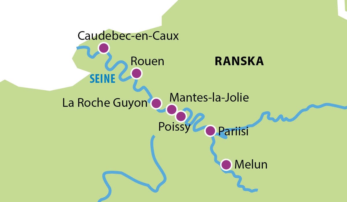 KC karttaPariisin eleganssista historialliseen Normandiaan Seinejoen risteily 09 09 2026
