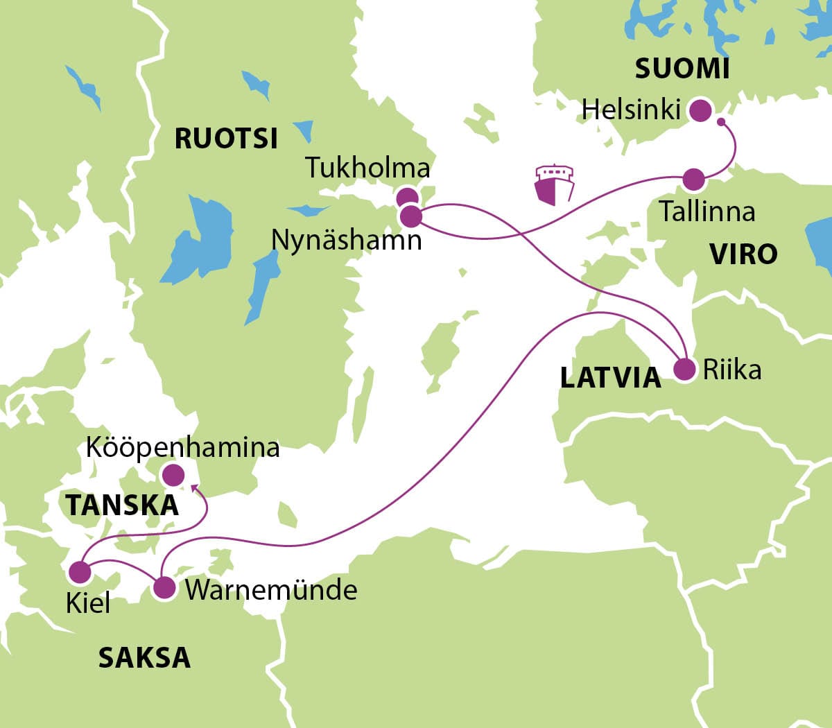 KC kartta Itameren risteily Helsingista Saksa Ruotsi Tanska 29 08 2026 KC kartta Itameren risteily Helsingista Saksa Ruotsi Tanska 29 08 2026