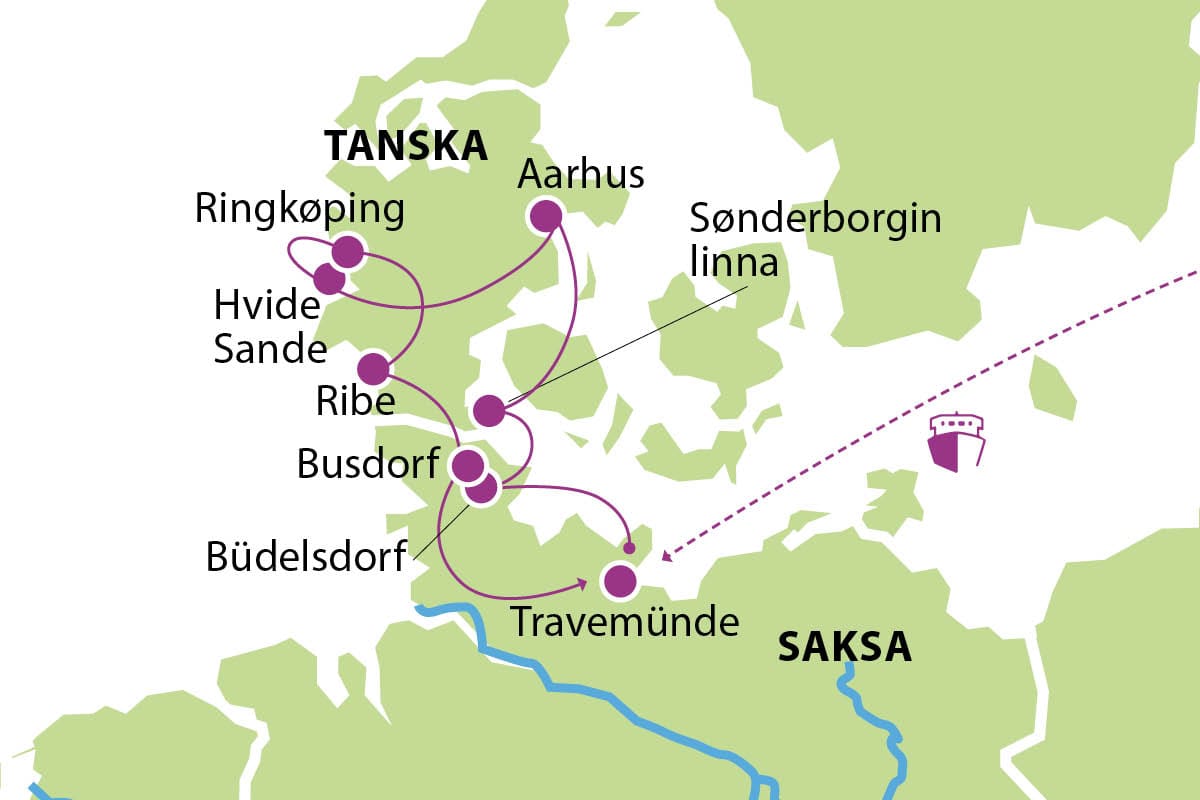 KC kartta www lev 1200px ROPAX risteily Tanskaan viikinkihistoriaa ja rannikkokaupunkeja 05 07 2026