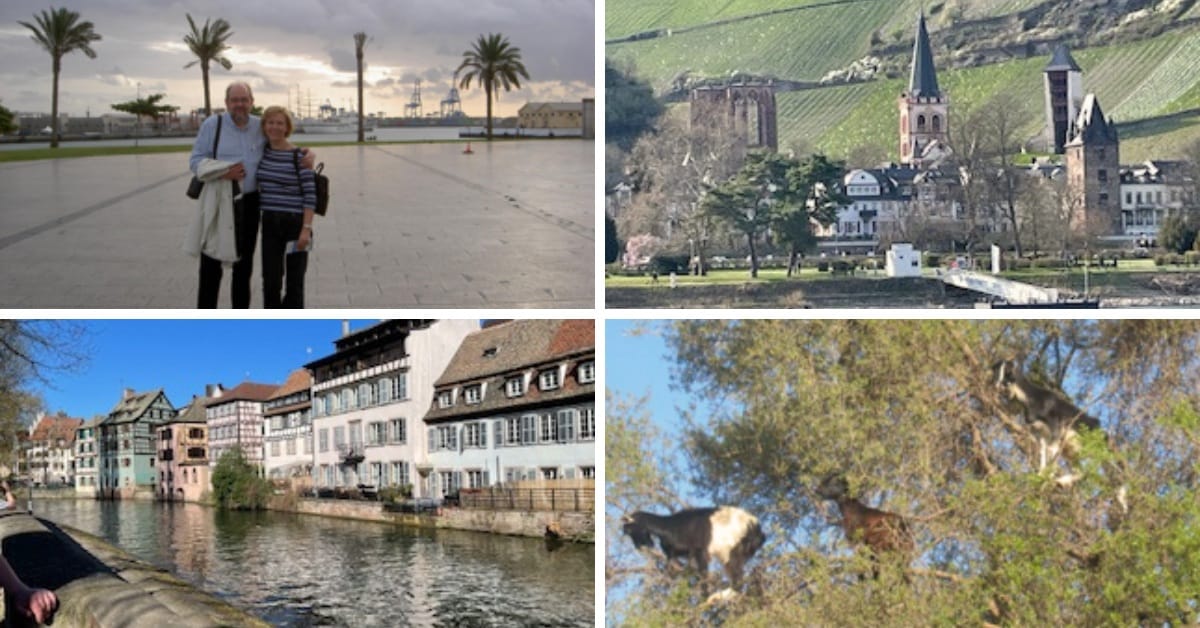 Monta eri kuvaa kollaasissa: yhdessä pariskunta poseeraa, kahdessa kuvassa 