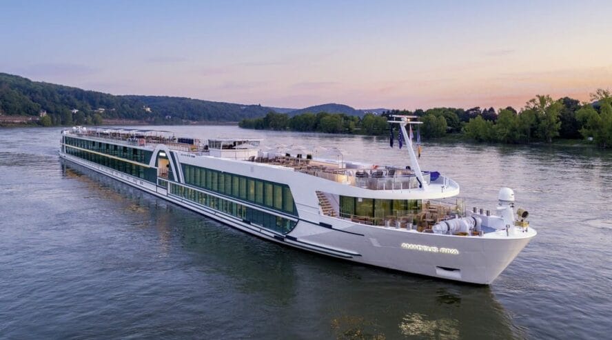 AMADEUS Riva Exterior View during Sunset Lueftner Cruises Amadeus Internal