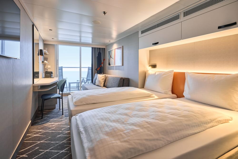 Mein Schiff Flow Relax 2h parvekehytti erilliset vuoteet